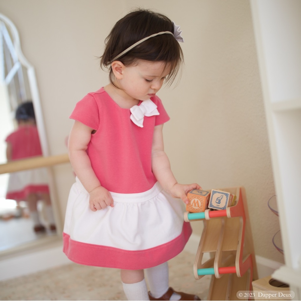 Janie and Jack | Barbiecore Pink Color Block Dress with Bow